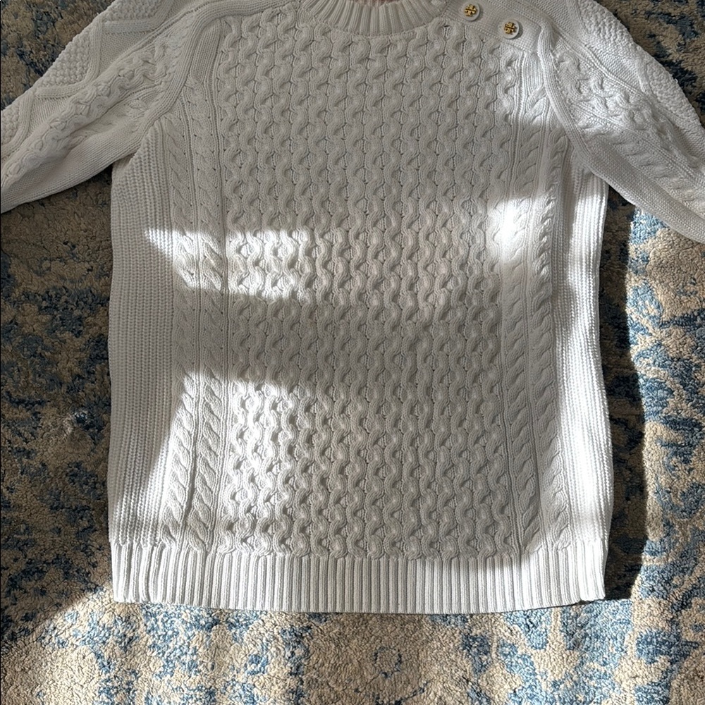 Tory Burch White Cable Knit Sweater - Picture 6 of 11